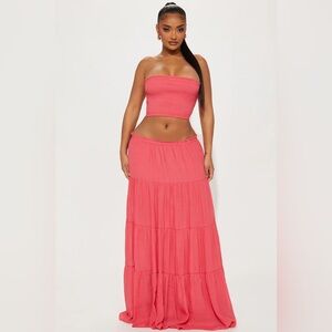 Fashion Nova Lost In Paradise Skirt Set - Hot Pink